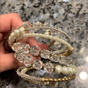 Silpada wrap gold pearl and crystal bracelet